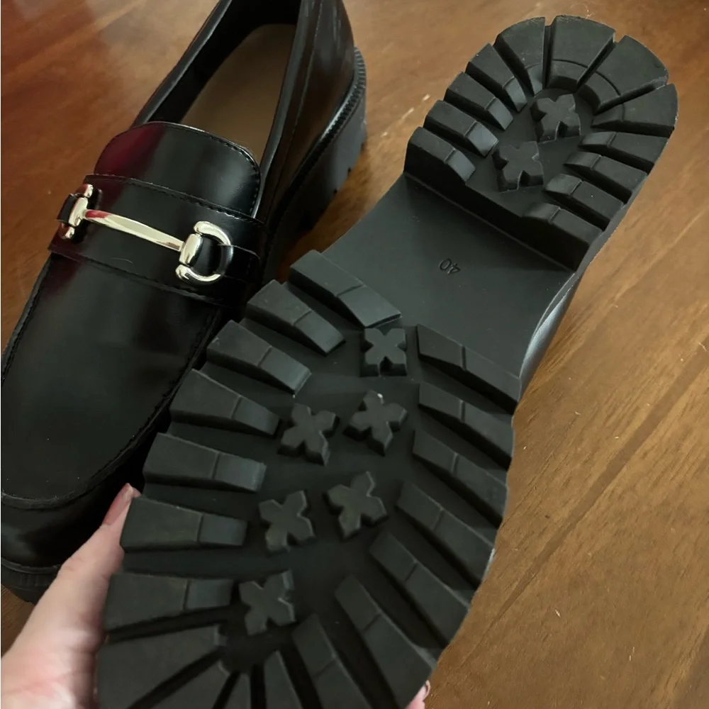 H&M Woman’s Black Platform Loafers with Buckle NWOT Final Sale